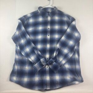 Croft & Barrow Blue Plaid Flannel Shirt Mens XXL Long Sleeve Button Down Cotton